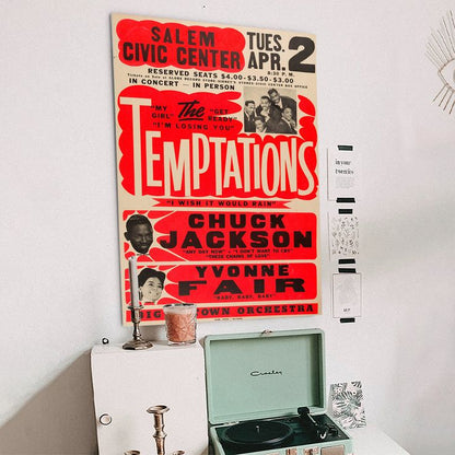 The Temptations - Concert Poster Retro Style - Size 24''x36''