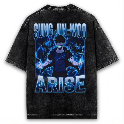 SUNG JIN-WOO SHIRT SOLO LEVELING T-SHIRT ARISE MANGA WASHED TEE