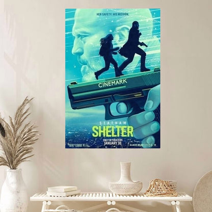 Shelter 2026 Movie Poster Official Style Mystery Thriller Art Poster Size 24''x36''