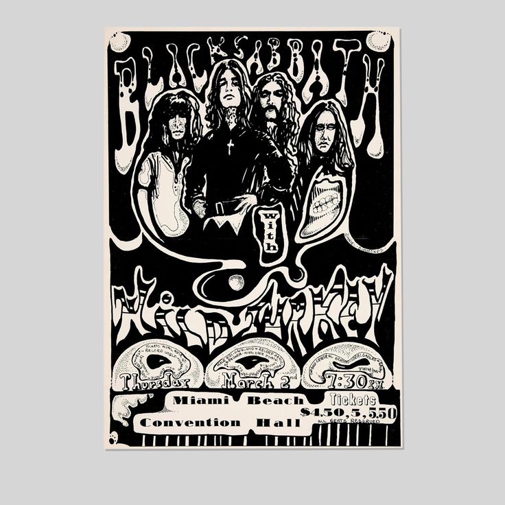 1972 BLACK SABBATH CONCERT POSTER WALL ART PRINT OZZY OSBOURNE CONCERT POSTER Size 24''x36''