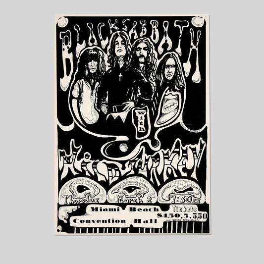 1972 BLACK SABBATH CONCERT POSTER WALL ART PRINT OZZY OSBOURNE CONCERT POSTER Size 24''x36''