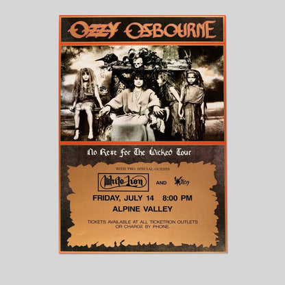 Poster Black Sabbath Ozzy No Rest for the Wicked Tour Concert Live Classic Rock Size 24''x36''