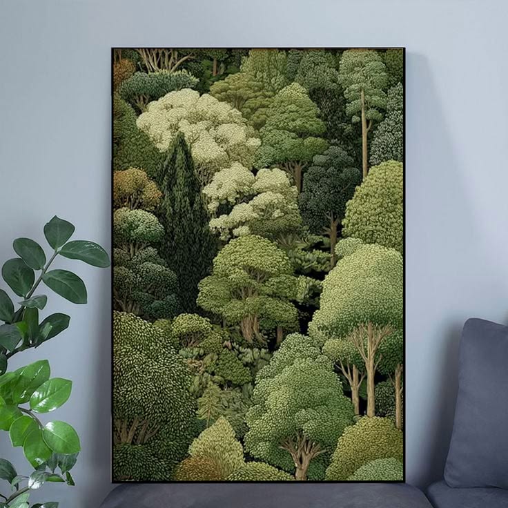 Lush Green Woodland Trees Wall Art Poster Full Size 24''x36''