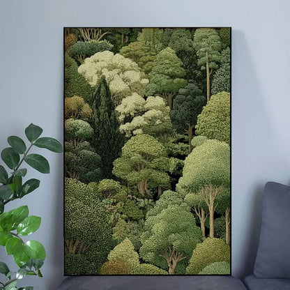 Lush Green Woodland Trees Wall Art Poster Full Size 24''x36''