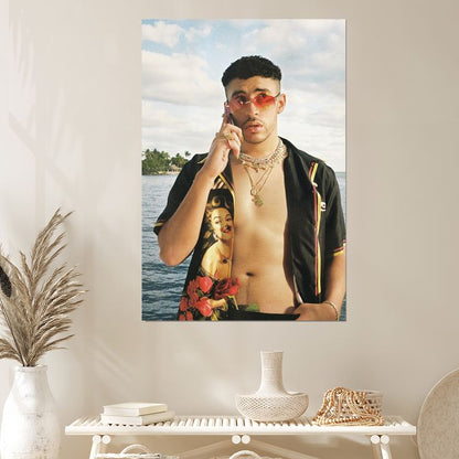 Bad Bunny poster Bedroom dorm room poster Size 24''x36''