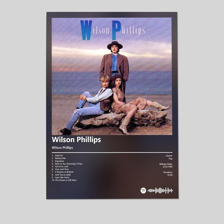 Music Poster - Wilson Phillips - Wilson Phillips Album- Retro Style - Size 24x36