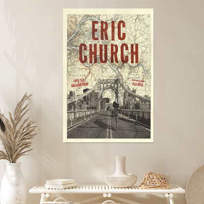 Eric Church The Machine Tour Poster Pittsburgh 2025 Size 24''x36''