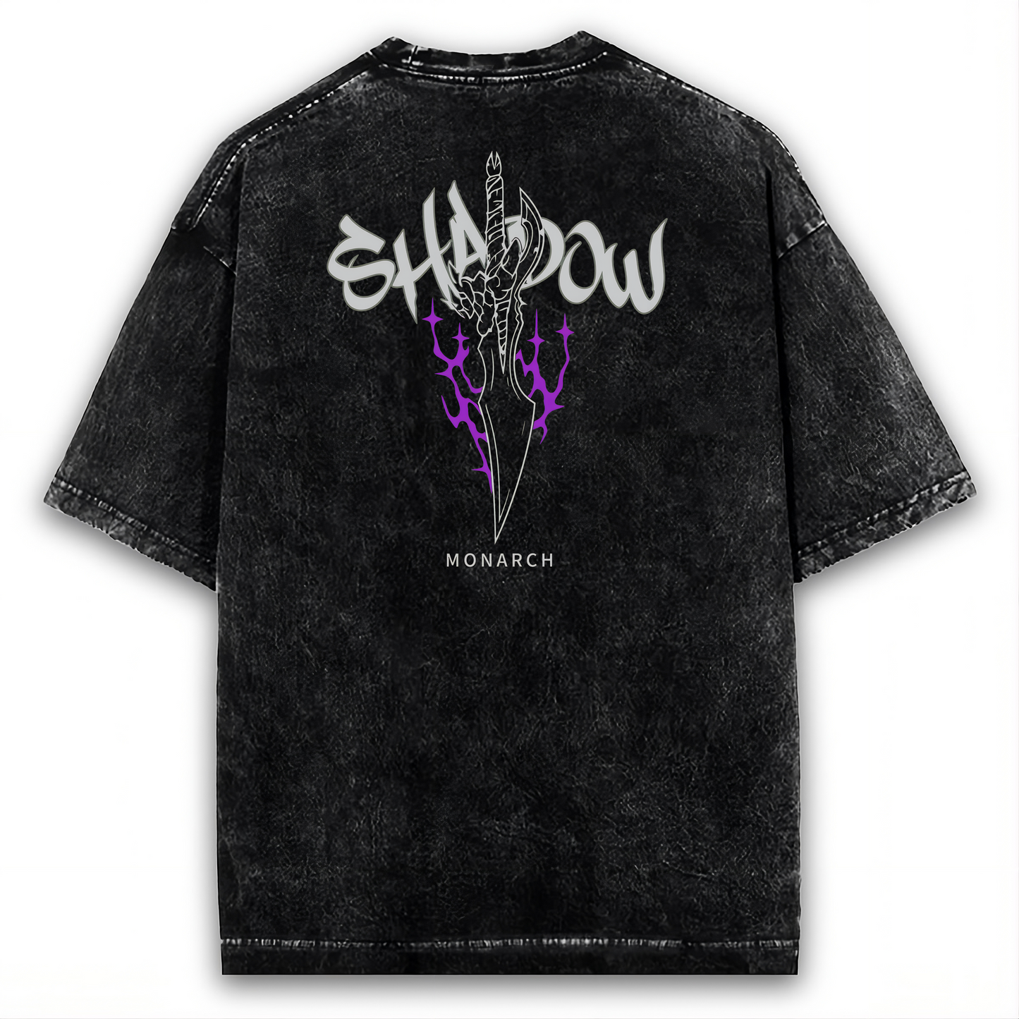 2-SIDED EMBROIDERED ANIME, I ALONE LEVEL UP-INSPIRED WASHED TEE