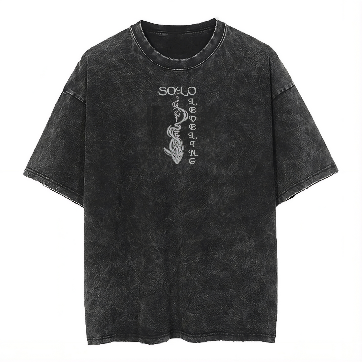 2-SIDED EMBROIDERED ANIME, I ALONE LEVEL UP-INSPIRED WASHED TEE