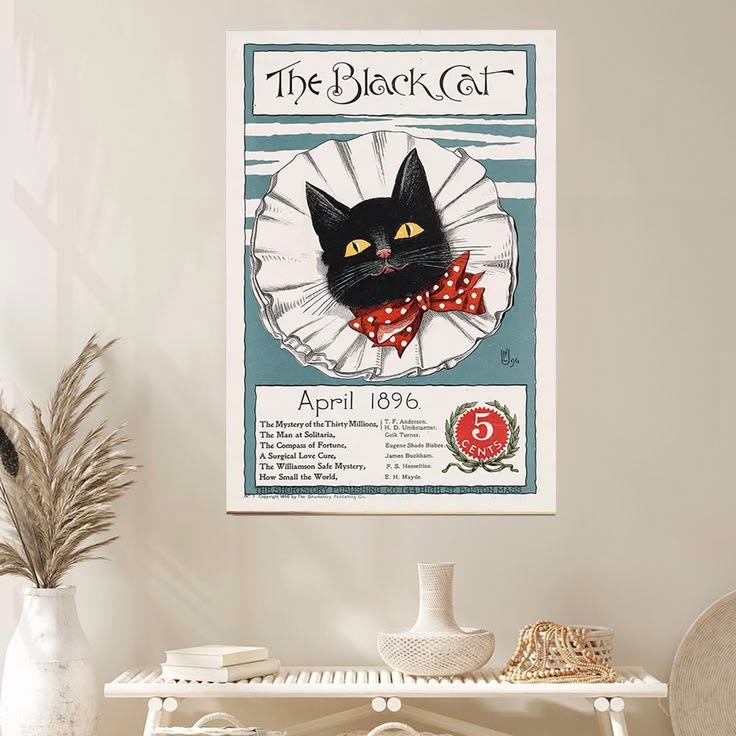 The Black Cat Art, Vintage Art Poster April 1896 Poster Full Size 24''x36''