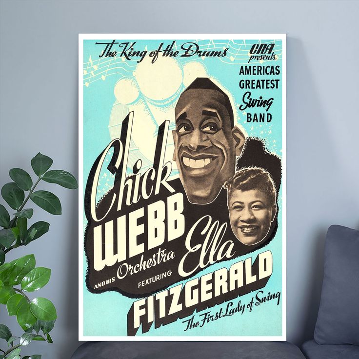 Chick Webb and Ella Fitzgerald concert poster print Size 24''x36''