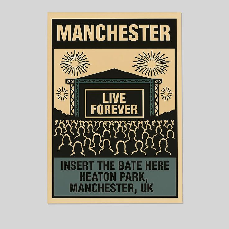 Music Poster- Oasis Heaton Park Concert 2025 Poster - Vintage Style - Size 24x36