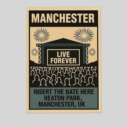 Music Poster- Oasis Heaton Park Concert 2025 Poster - Vintage Style - Size 24x36