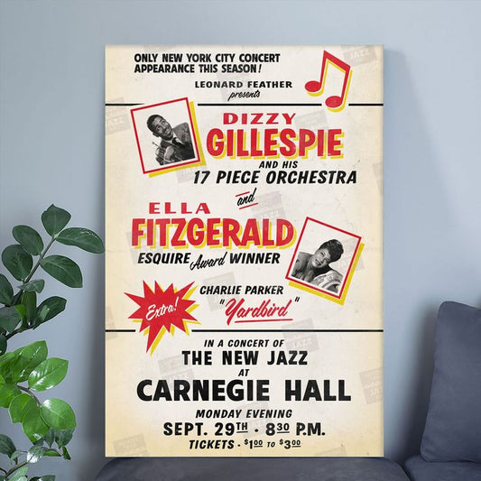 Dizzy Gillespie, Ella Fitzgerald, Charlie Parker poster - Carnegie Hall - 1947 Size 24''x36''