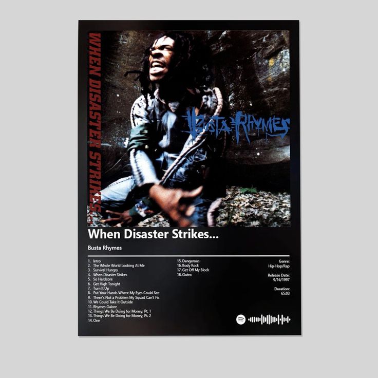 Music Poster -Busta Rhymes - When Disaster Strikes Album Retro Style - Size 24x36