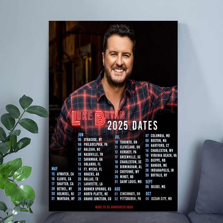 Poster Luke Bryan Tour 2025 Poster Size 24''x36''