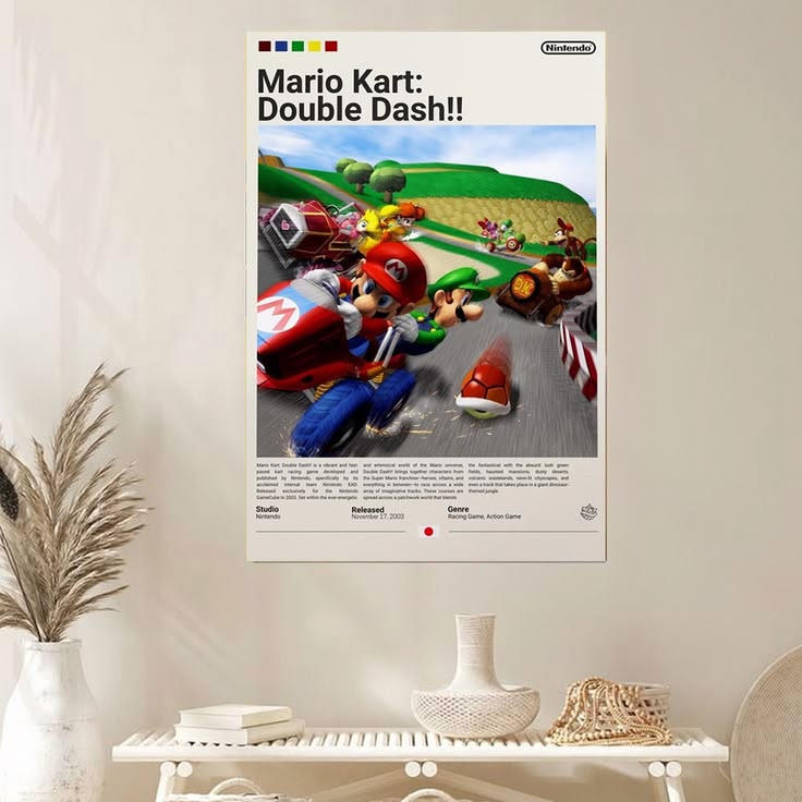 Mario Kart Double Dash Poster, Gaming Room Poster, Gaming Print Poster, Video Games Poster
