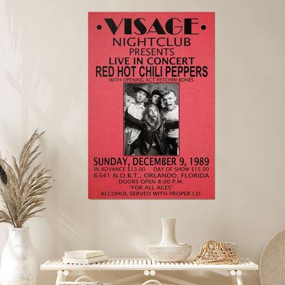 RED HOT CHILI PEPPERS REPLICA 1989 CONCERT POSTER Size 24''x36''