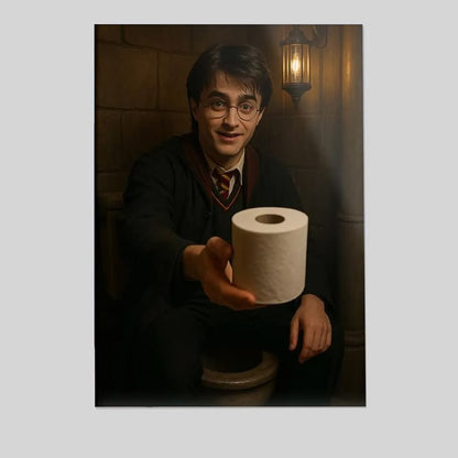 Funny Bathroom Poster - Wizard Magical Boy - Wizard School Humor Print - toilet humor Potter Size 24''x36''