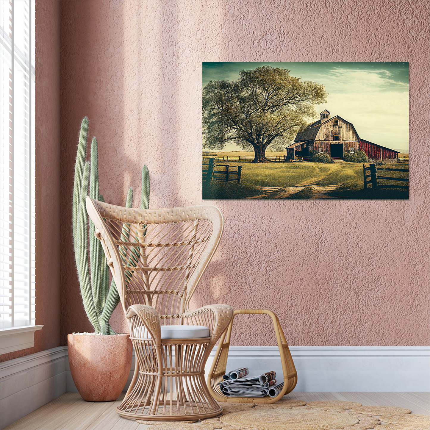 Vintage Looking Wall Art, Rustic Barn Print, Barn Poster, Antique Style Art, Landscape Wall Art, Farmhouse Wall Art