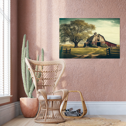 Vintage Looking Wall Art, Rustic Barn Print, Barn Poster, Antique Style Art, Landscape Wall Art, Farmhouse Wall Art