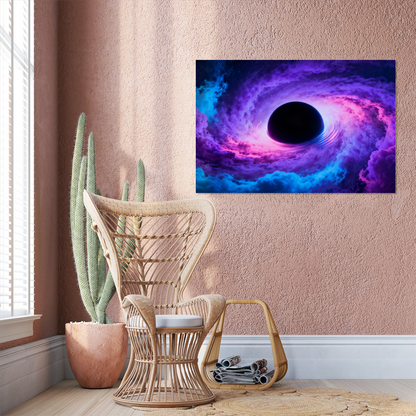 Neon Black Hole Horizon - Cosmic Void Art Poster