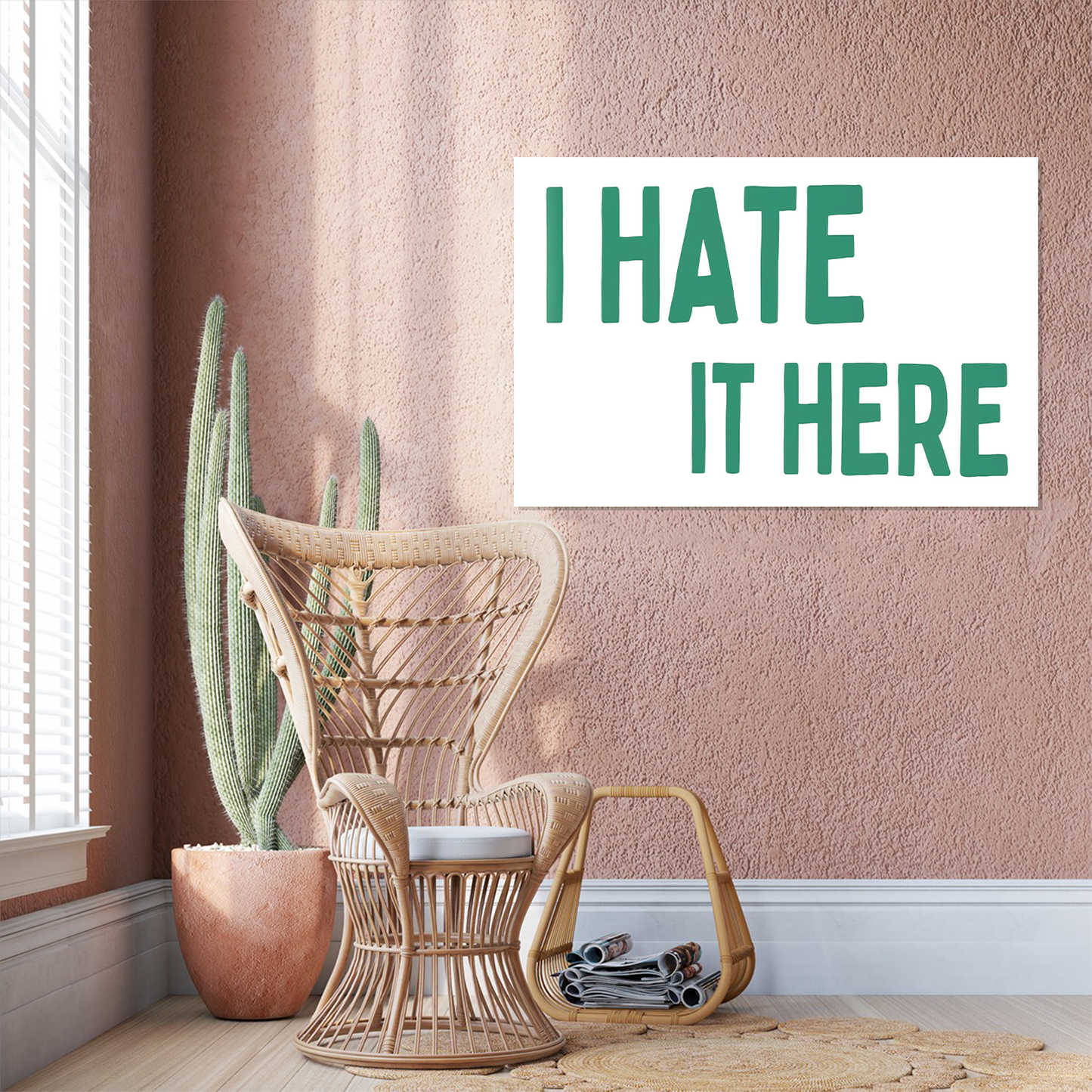 I Hate It Here Unframed Poster Funny Typographic Poster Dark Humor Print Dorm Room Decor Office Wall Art Trendy Sarcastic Print Retro Poster
