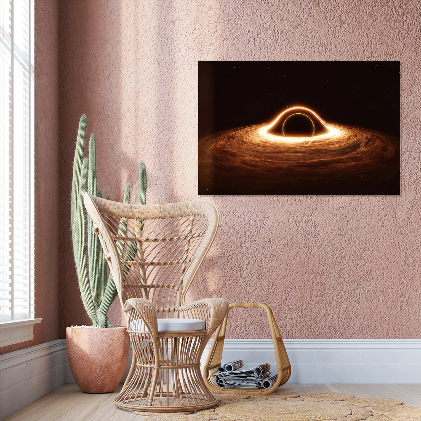 Black Hole Canvas Art: Glowing Accretion Disk, Cosmic Decor Poster