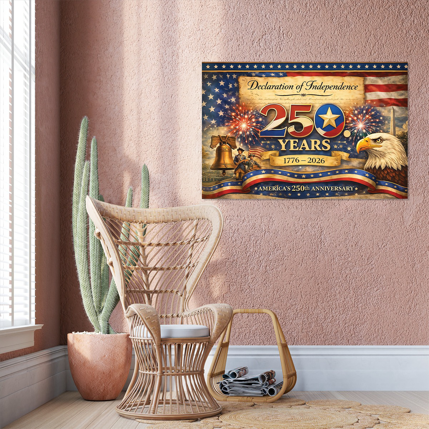 America 250th Anniversary Poster Canvas Declaration Of Independence Patriotic Wall Art Print 1776–2026 Poster Decor Home