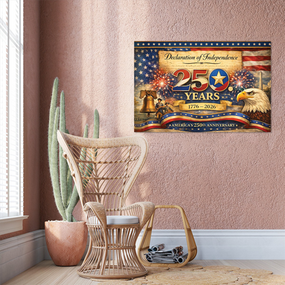 America 250th Anniversary Poster Canvas Declaration Of Independence Patriotic Wall Art Print 1776–2026 Poster Decor Home
