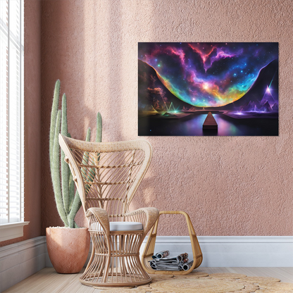 Cosmic Landscape Wall Art, Vibrant Galaxy, Surreal Dreamscape Poster
