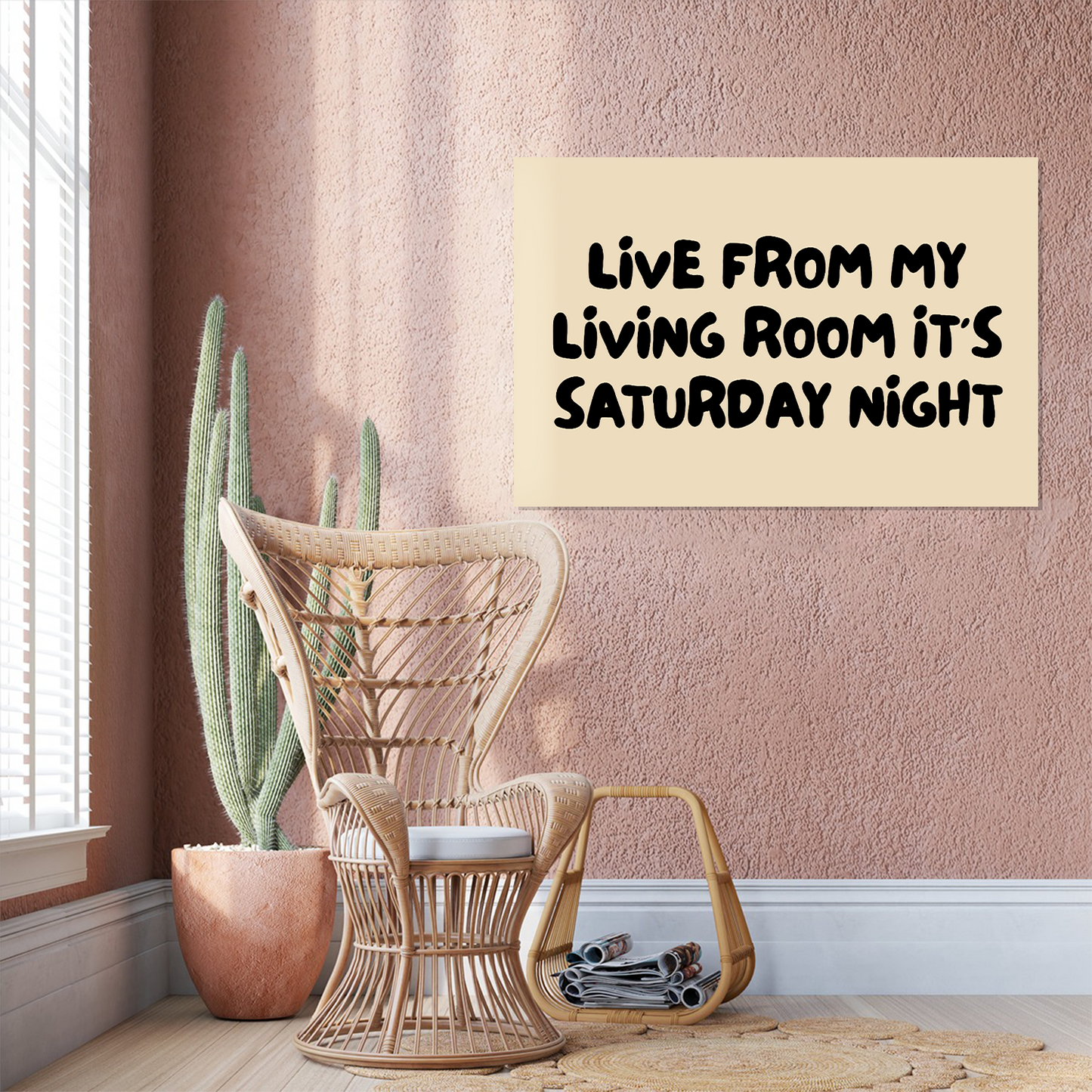 Funny Apartment Art Horizontal Print: Retro Living Room Typography