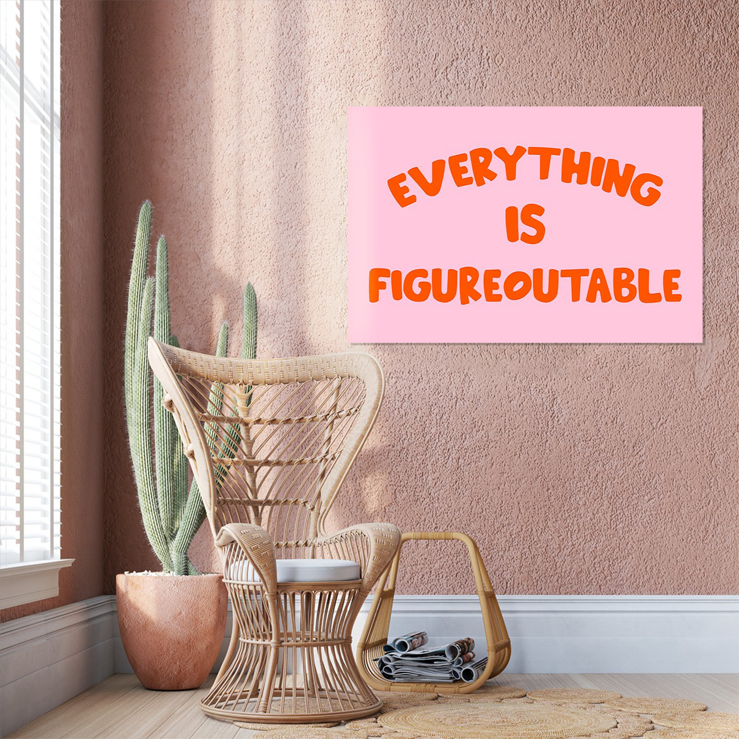 Everything Is Figureoutable Quote Art Poster, Trendy Wall Art, Funny Aesthetic Decor, Retro Home Decor, Printed Gift
