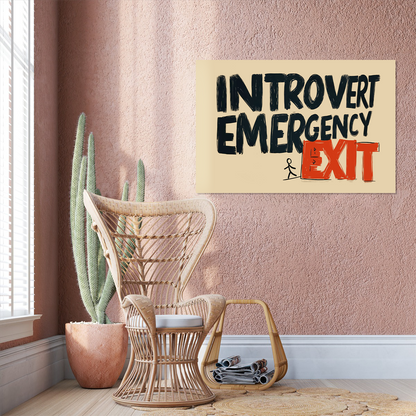 Introvert Emergency Exit Poster, Funny Office Wall Art, Office Humor Print, Minimal Office Poster, Corporate Humor Art, Dorm Room Poster