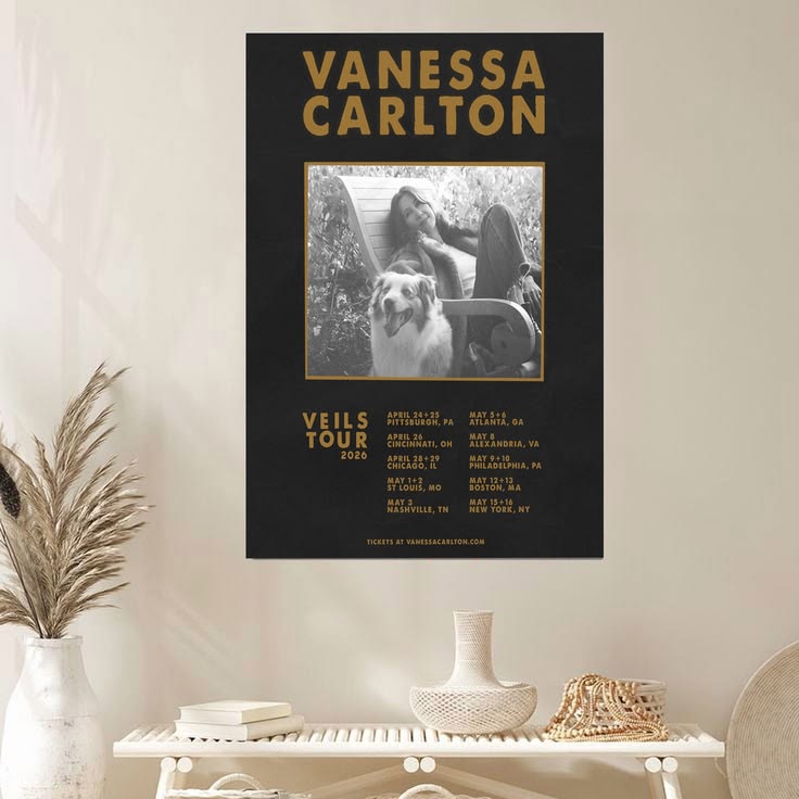 𝐕𝐚𝐧𝐞𝐬𝐬𝐚 𝐂𝐚𝐫𝐥𝐭𝐨𝐧 Veils Tour 2026 USA Size 24''x36''
