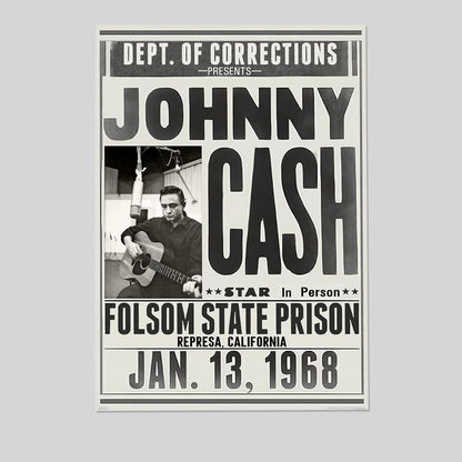 Johnny Cash - Music Poster (Folsom State Prison - Jan. 13, 1968) Size 24''x36''