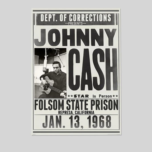 Johnny Cash - Music Poster (Folsom State Prison - Jan. 13, 1968) Size 24''x36''