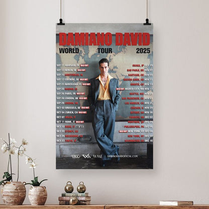 Damiano David World Tour 2025 Tour Dates Fan Gifts Home Decor Poster Size 24''x36''