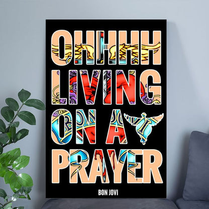 Bon Jovi - Living on a Prayer - Vintage Rock Band Wall Art, This Ready to Frame Song Lyric Poster is Good Size 24''x36''