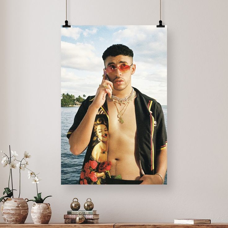 Bad Bunny poster Bedroom dorm room poster Size 24''x36''