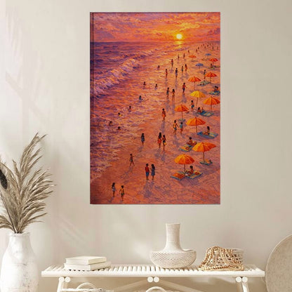 Tiny People Swimming, Ocean Waves Poster Full Size 24''x36''