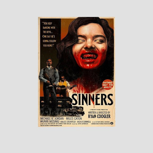 Movie Poster Wall Decor - Sinners Movie 2025 Horror Movie - Vintage Style - Size 24''x36''