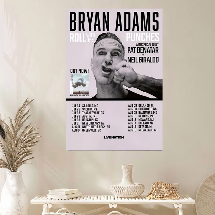 Bryan Adams Roll with the Punches With Special Guest Pat Benatar & Neil Giraldo Poster Size 24''x36''