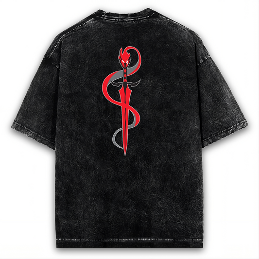 2-SIDED I ALONE LEVEL UP-INSPIRED, THE SHADOW KNIGHT WASHED TEE