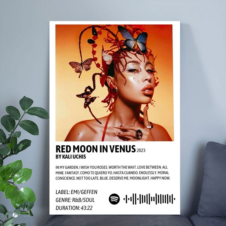 Kali Uchis Red Moon in Venus Poster  Album Art RnB Music Decor Poster Size 24''x36''