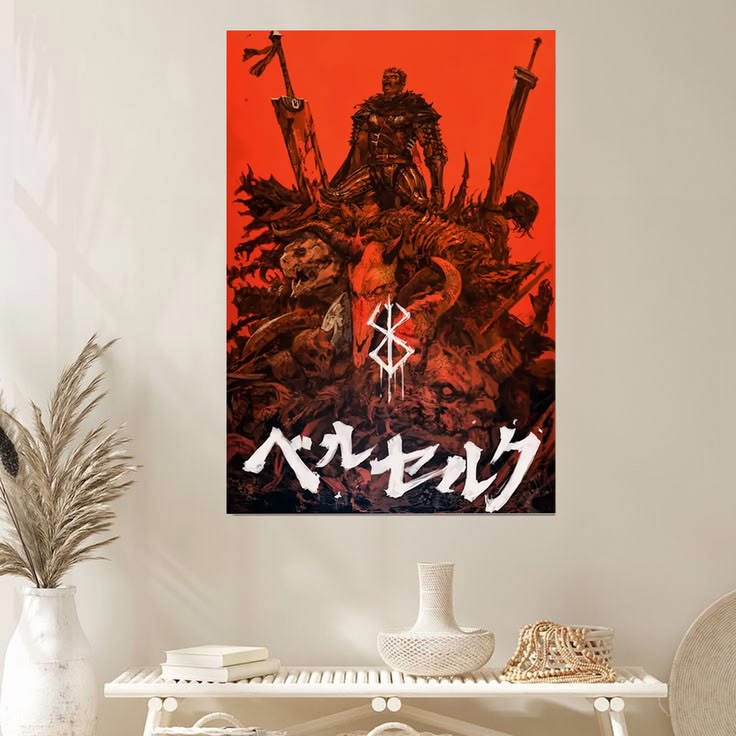 Berserk Guts Poster, Swordsman Wall Art  Poster Full Size 24''x36''