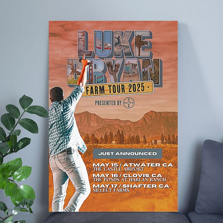 2025 Luke Bryan Poster Announces Fall Dates for Farm Tour Poster Size 24''x36''