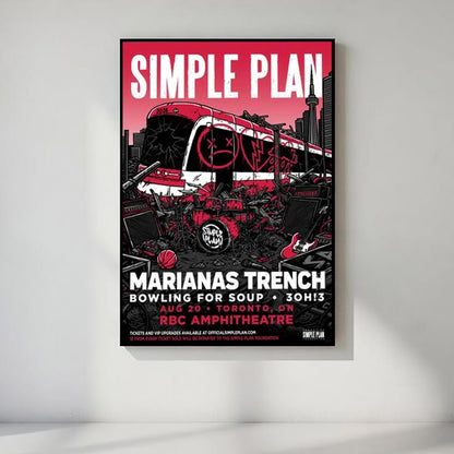 Simple Plan Toronto Concert Poster, RBC Amphitheatre Show Print, Pop Punk Wall Art, Alternative Rock Fan Gift Decor