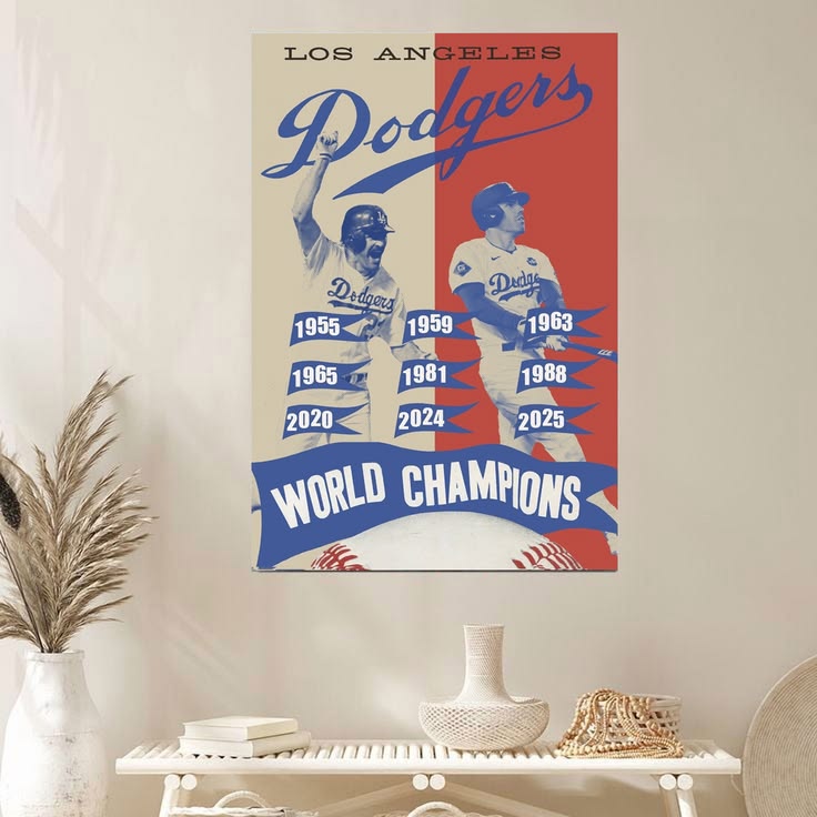 Los Angeles Dodgers Freeman Gibson 2025 1988 World Series Champions Poster Size 24''x36''