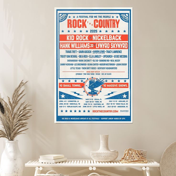 KID ROCK NICKELBACK HANK WILLIAMS JR LYNYRD SKYNARD Tour 2025 Ltd Ed RARE Poster Size 24''x36''